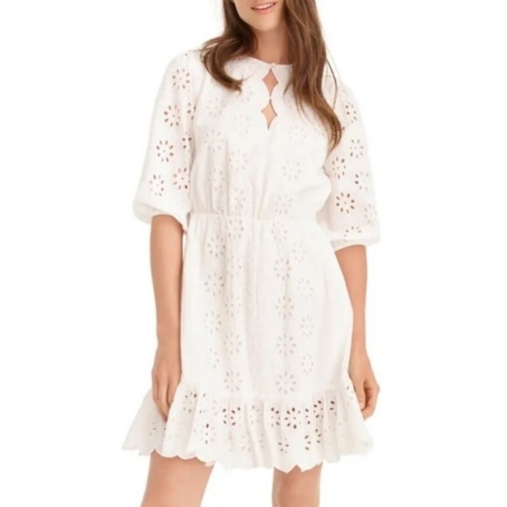 J. Crew White Eyelet Mini Dress Size XXS